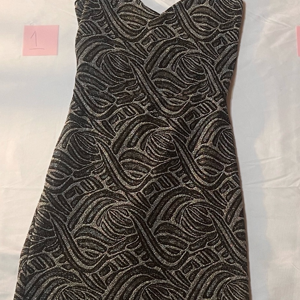 Black and Silver Strapless Sweetheart Sheath Dress